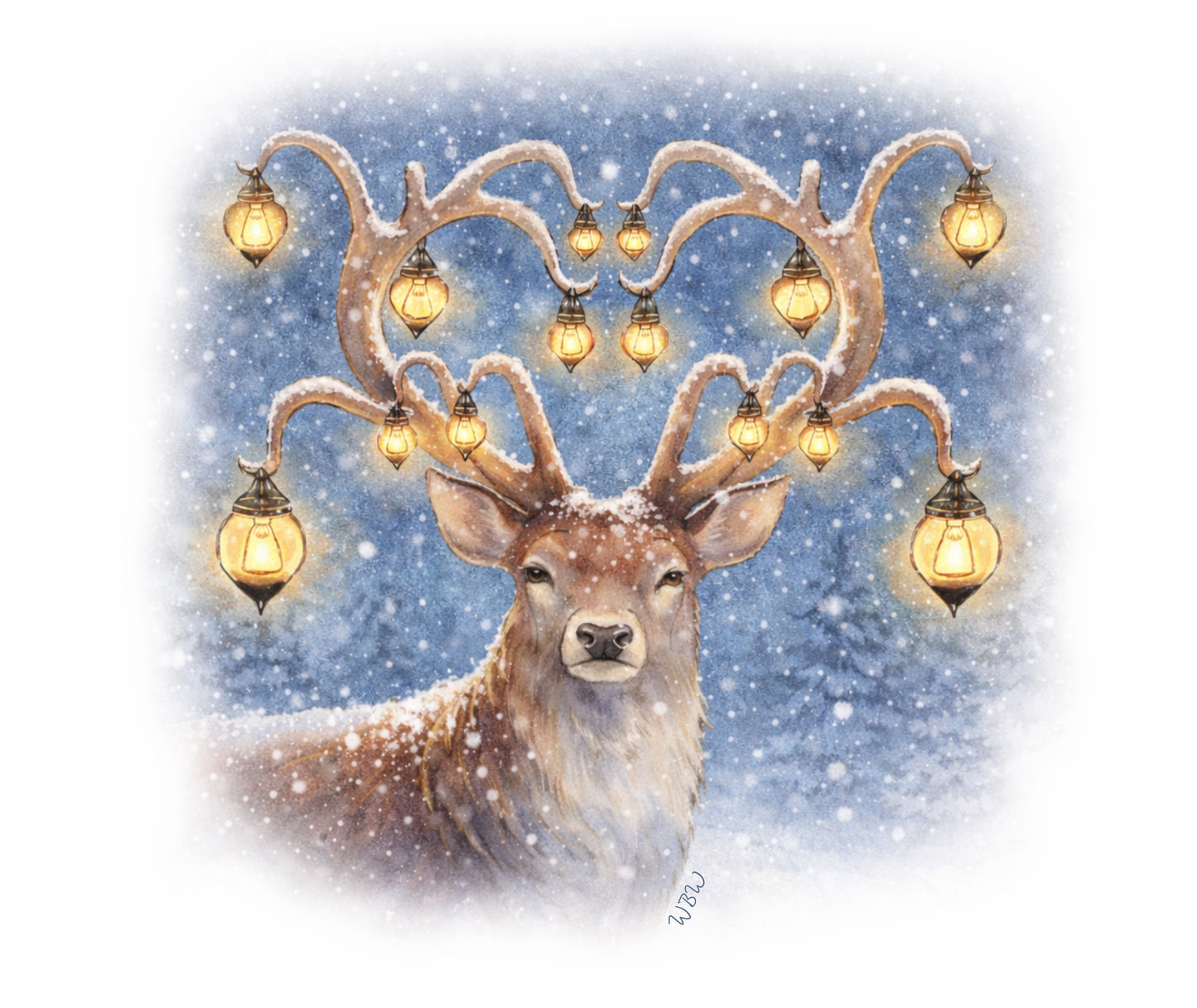 Snowy Lantern Stag